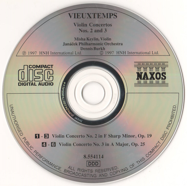 Henri Vieuxtemps / Misha Keylin , Janacek Philharmonic Orchestra , Dennis Burkh - Violin Concertos Nos. 2 And 3 | Naxos (8.554114) - 3