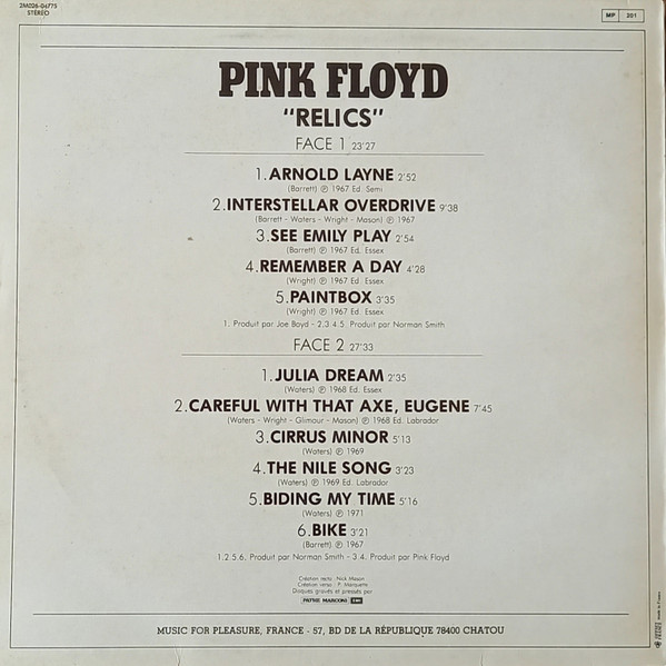 Pink Floyd - Relics | Music For Pleasure (2M026-04775) - 2 Pink Floyd - Relics | Music For Pleasure (2M026-04775) - 2