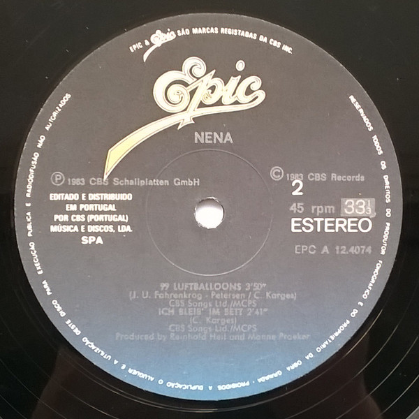 Nena - 99 Red Balloons | Epic (EPC A 12 4074) - 4
