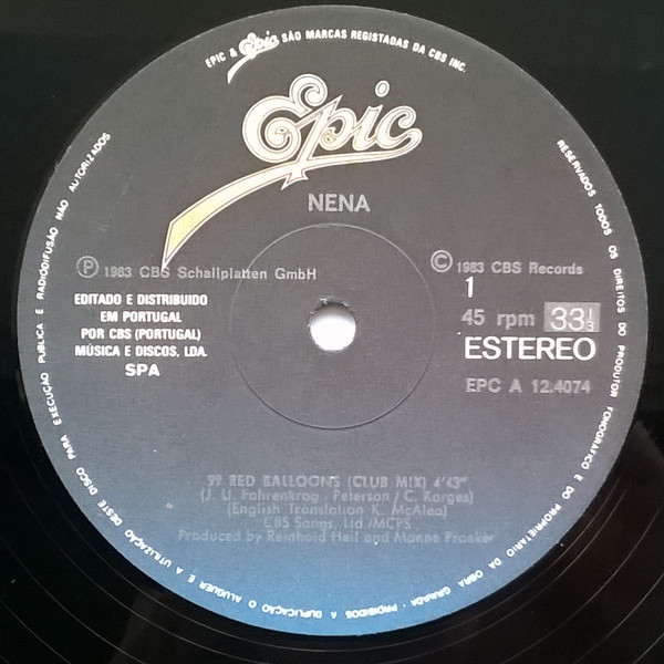 Nena - 99 Red Balloons | Epic (EPC A 12 4074) - 3