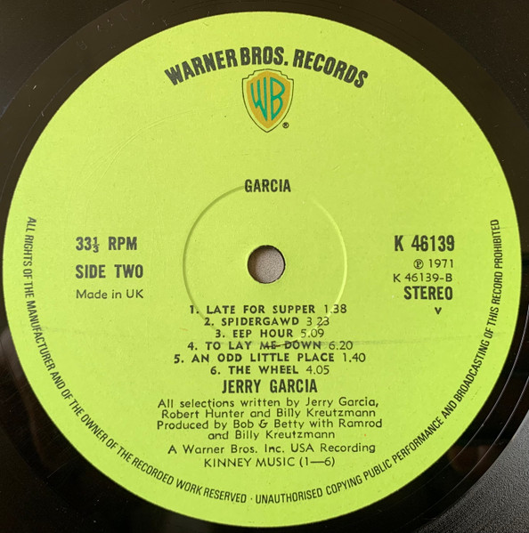 Jerry Garcia - Garcia | Warner Bros. Records (K46139) - 4 Jerry Garcia - Garcia | Warner Bros. Records (K46139) - 4
