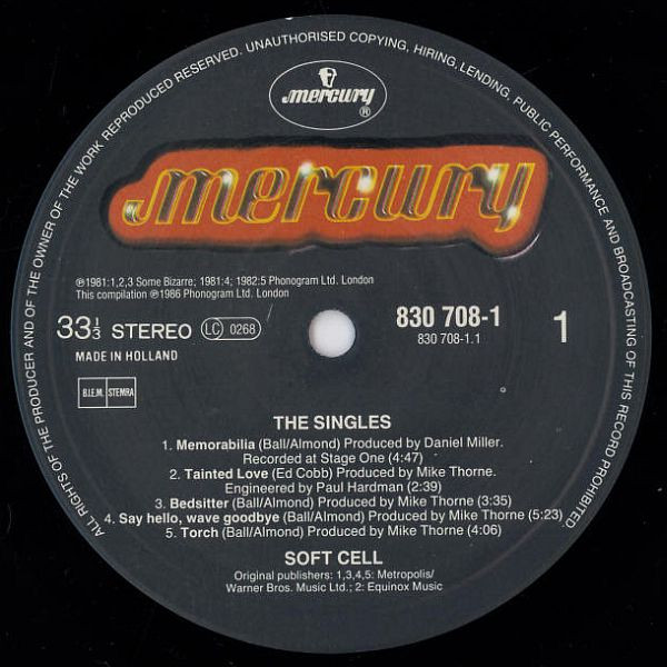 Soft Cell - The Singles | Mercury (830 708-1) - 3