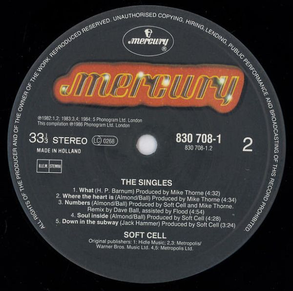 Soft Cell - The Singles | Mercury (830 708-1) - 4