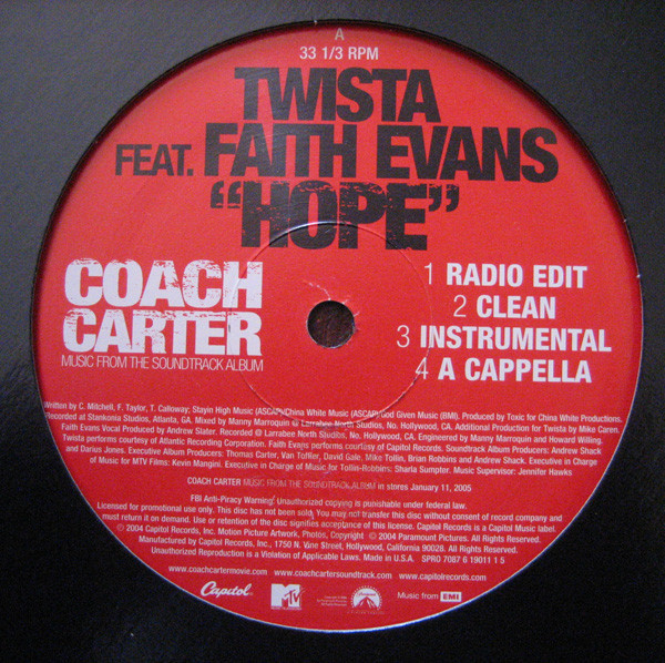 Twista Featuring Faith Evans / Ak'Sent - Hope / This One | Capitol Records (SPRO 7087 6 19011 1 5) - 2 Twista Featuring Faith Evans / Ak'Sent - Hope / This One | Capitol Records (SPRO 7087 6 19011 1 5) - 2