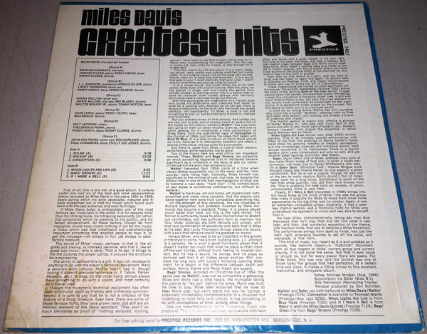 Miles Davis - Greatest Hits | Prestige (PR 7457) - 2 Miles Davis - Greatest Hits | Prestige (PR 7457) - 2