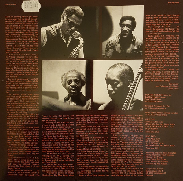 Dexter Gordon Quartet - Biting The Apple | SteepleChase (SCS-1080) - 2