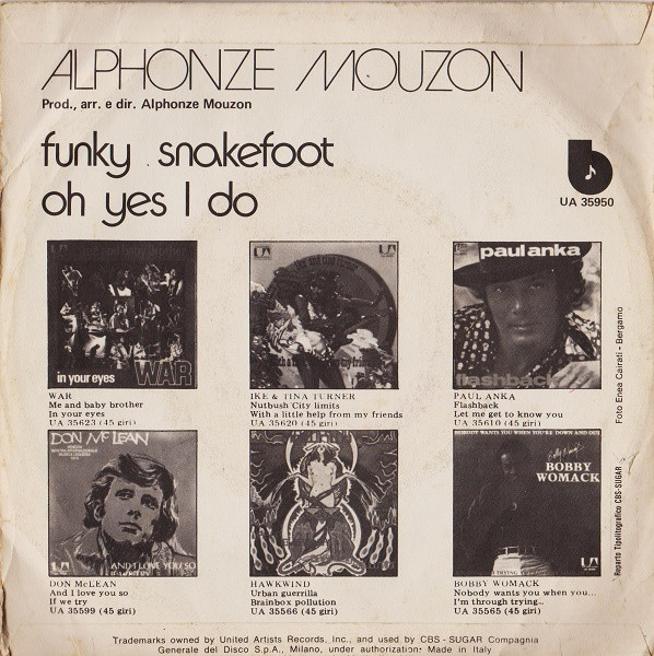 Alphonse Mouzon - Funky Snakefoot / Oh Yes I Do | Blue Note (UA 35950) - 2