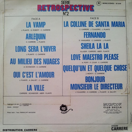Sheila - Retrospective N° 2 | Disques Carrere (67.008)