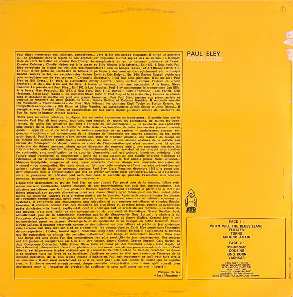 Paul Bley - Footloose | BYG Records (BYG 529 114) - 2