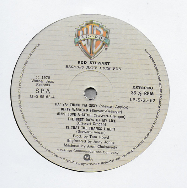 Rod Stewart - Blondes Have More Fun | Warner Bros. Records (LP-S-65-62) - 4