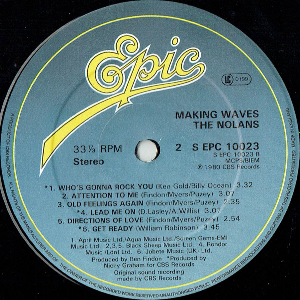 The Nolans - Making Waves | Epic (EPC 10023) - 4