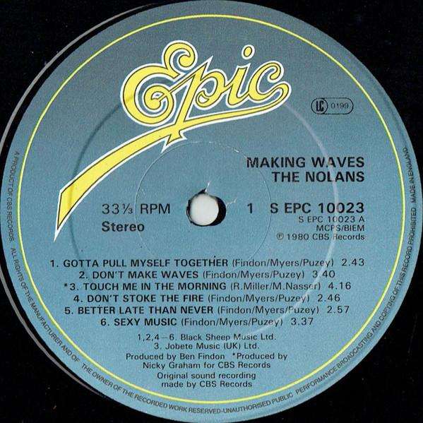 The Nolans - Making Waves | Epic (EPC 10023) - 3