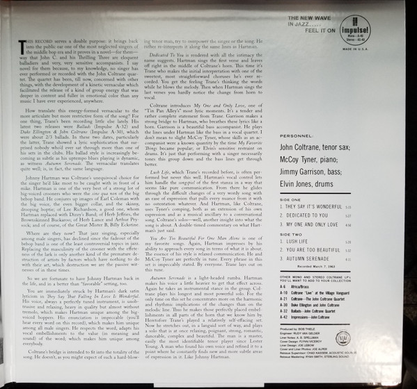 John Coltrane And Johnny Hartman - John Coltrane and Johnny Hartman | Impulse! (B0033800-01) - 3