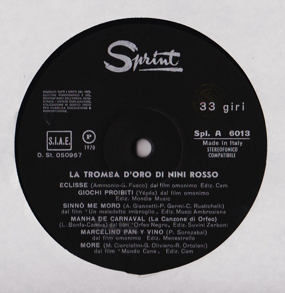 Nini Rosso - The Golden Trumpet Of Nini Rosso | Sprint (Spl. A 6013) - 3 Nini Rosso - The Golden Trumpet Of Nini Rosso | Sprint (Spl. A 6013) - 3