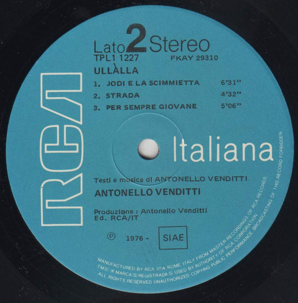 Antonello Venditti - Ullàlla | RCA Italiana (TPL1-1227) - 4 Antonello Venditti - Ullàlla | RCA Italiana (TPL1-1227) - 4