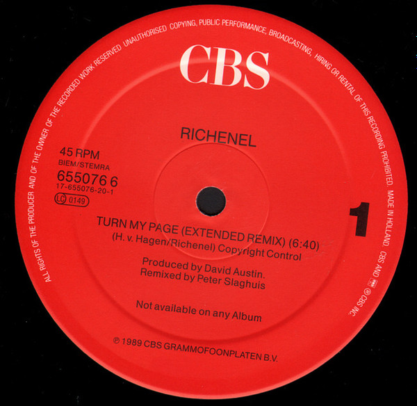 Richenel - Turn My Page | CBS (CBS 655076 6) - 2