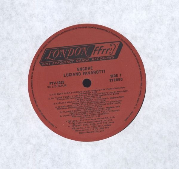 Luciano Pavarotti - Encore! | London Records (PTV 1025) - 3 Luciano Pavarotti - Encore! | London Records (PTV 1025) - 3