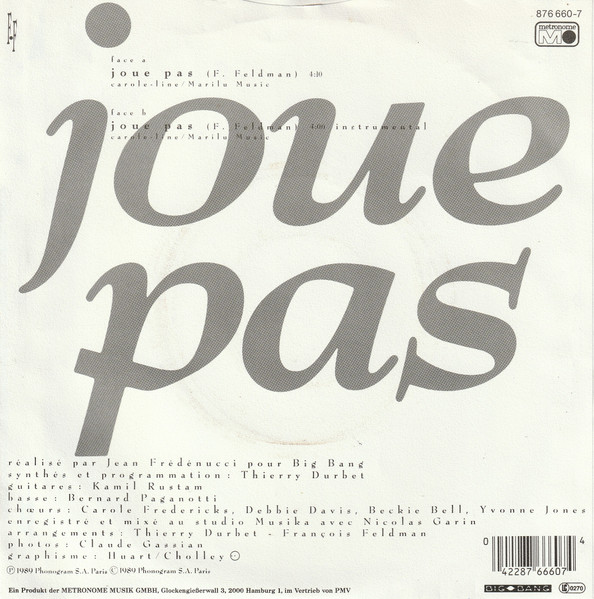 François Feldman Et Joniece Jamison - Joue Pas | Metronome (876 660-7) - 2