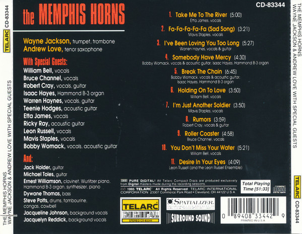 The Memphis Horns - Wayne Jackson & Andrew Love With Special Guests | Telarc (CD-83344) - 2 The Memphis Horns - Wayne Jackson & Andrew Love With Special Guests | Telarc (CD-83344) - 2