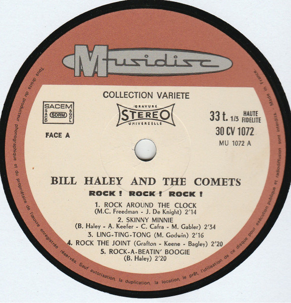 Bill Haley And His Comets - Rock! Rock! Rock! | Musidisc (30 CV 1072) - 2 Bill Haley And His Comets - Rock! Rock! Rock! | Musidisc (30 CV 1072) - 2