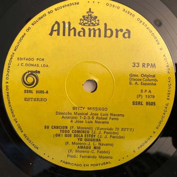 Betty Missiego - Su Canción | Alhambra (SSRL 9505) - 3