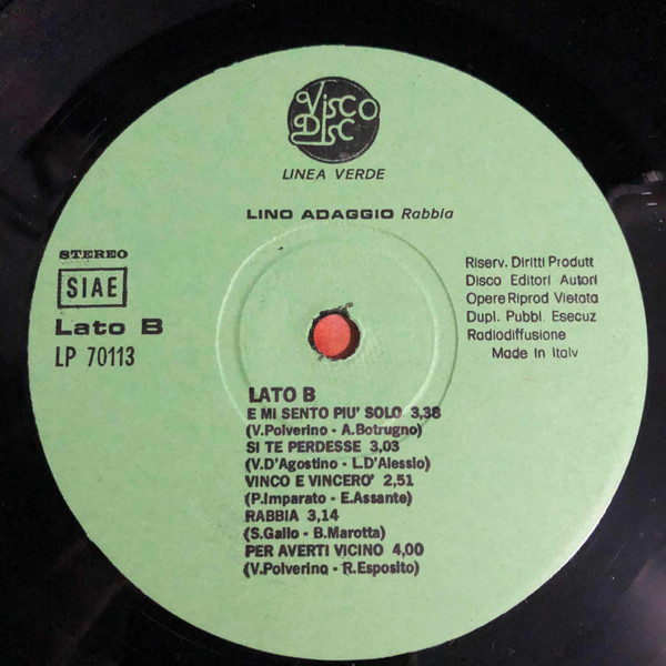 Lino Adaggio - Rabbia | Visco Disc (LP 70113) - 3