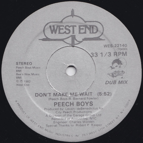 Peech Boys - Don't Make Me Wait | West End Records (WES-22140)