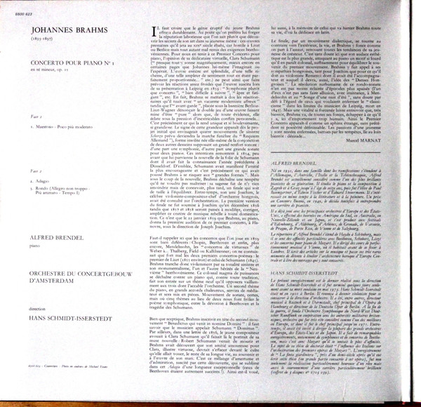 Johannes Brahms - Alfred Brendel , Concertgebouworkest , Hans Schmidt-Isserstedt - Concerto Pour Piano N° 1 | Philips (6500 623) - 3