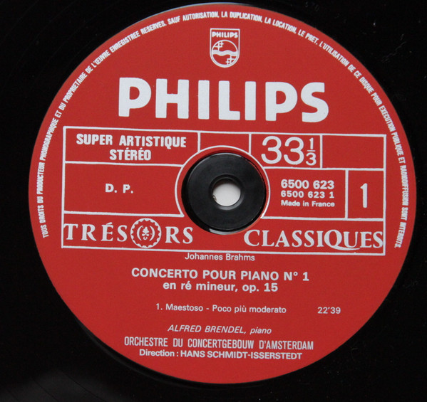 Johannes Brahms - Alfred Brendel , Concertgebouworkest , Hans Schmidt-Isserstedt - Concerto Pour Piano N° 1 | Philips (6500 623) - 4