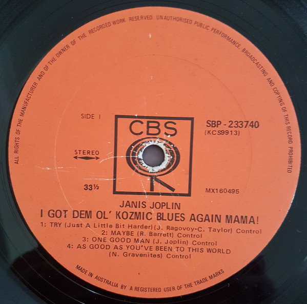Janis Joplin - I Got Dem Ol' Kozmic Blues Again Mama! | CBS (SBP-233740) - 3 Janis Joplin - I Got Dem Ol' Kozmic Blues Again Mama! | CBS (SBP-233740) - 3