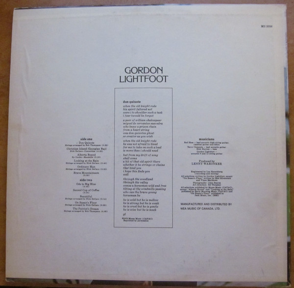 Gordon Lightfoot - Don Quixote | Reprise Records (MS 2056) - 2 Gordon Lightfoot - Don Quixote | Reprise Records (MS 2056) - 2
