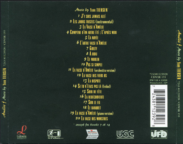 Yann Tiersen - Amelie | Labels (CDVIR 155) - 2 Yann Tiersen - Amelie | Labels (CDVIR 155) - 2