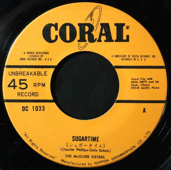 McGuire Sisters - Sugartime / Banana Split | Coral (DC-1033) - 2