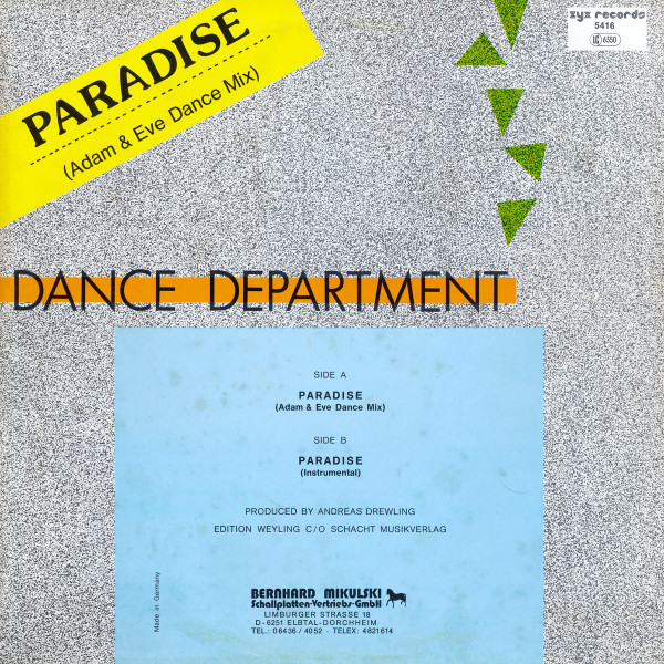 Dance Department - Paradise (Adam & Eve Dance Mix) | ZYX Records (ZYX 5416) - 2