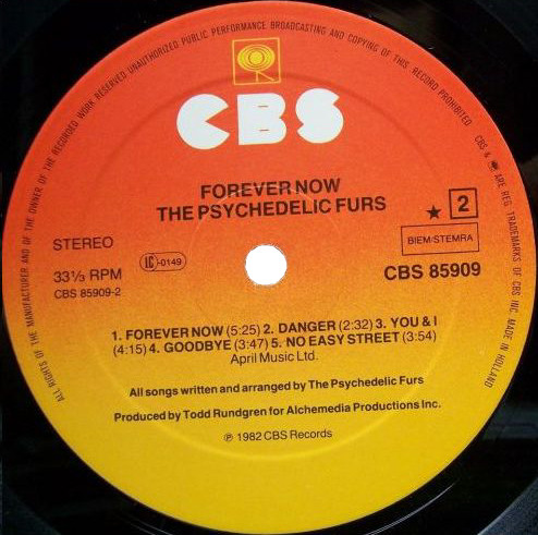 The Psychedelic Furs - Forever Now | CBS (CBS 85909) - 4