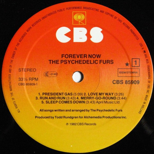 The Psychedelic Furs - Forever Now | CBS (CBS 85909) - 3