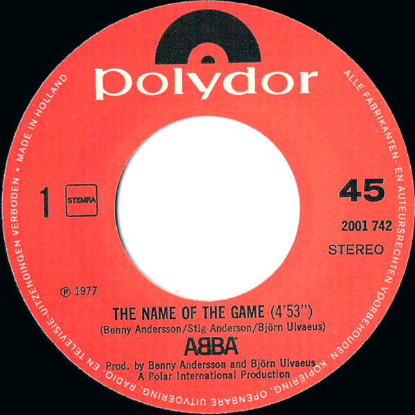 ABBA - The Name Of The Game / I Wonder (Departure) | Polydor (2001 742) - 3