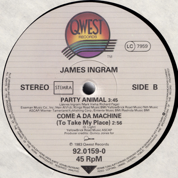 James Ingram - Party Animal | Qwest Records (92-0159-0) - 4