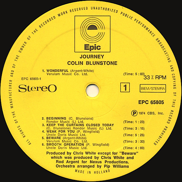 Colin Blunstone - Journey | Epic (EPC 65805) - 3