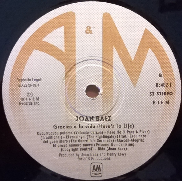 Joan Baez - Gracias A La Vida = Here's To Life | A&M Records (88402-I) - 4