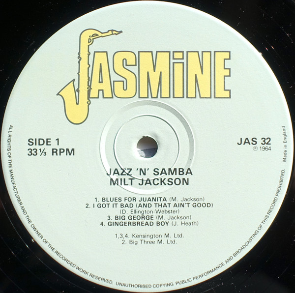 Milt Jackson - Jazz 'n' Samba | Jasmine Records (JAS 32) - 3 Milt Jackson - Jazz 'n' Samba | Jasmine Records (JAS 32) - 3