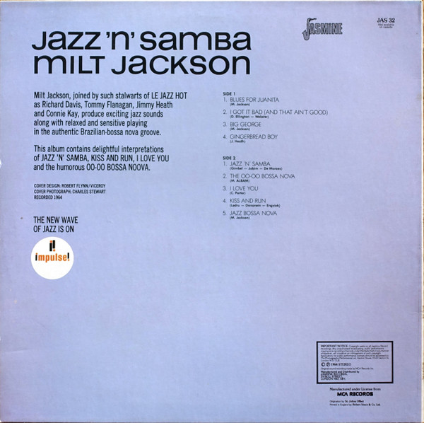 Milt Jackson - Jazz 'n' Samba | Jasmine Records (JAS 32) - 2 Milt Jackson - Jazz 'n' Samba | Jasmine Records (JAS 32) - 2
