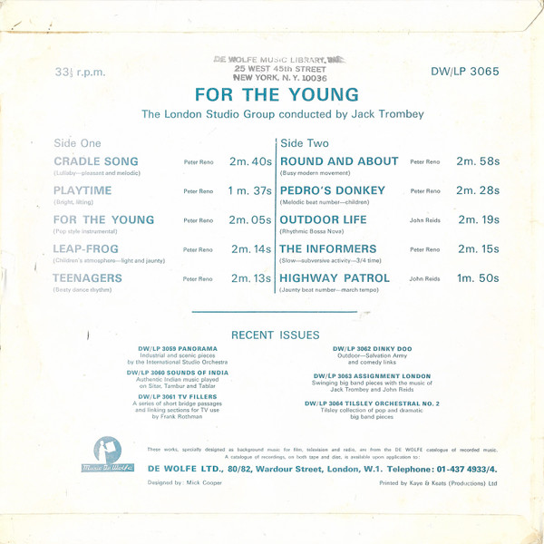 The London Studio Group - For The Young | Music De Wolfe (DW/LP 3065) - 2 The London Studio Group - For The Young | Music De Wolfe (DW/LP 3065) - 2