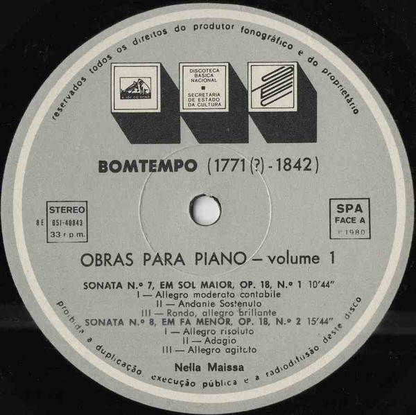 João Domingos Bomtempo , Nella Maissa - Obras Para Piano – Volume 1 | A Voz Do Dono (8E 051 40 843) - 3