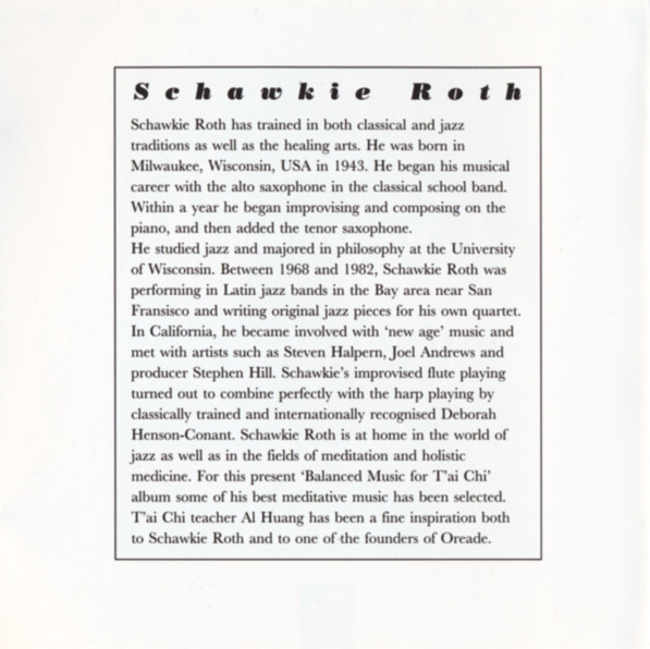 Schawkie Roth - Balanced Music For T'ai Chi | Oreade Music (ORP 5461-2) - 4