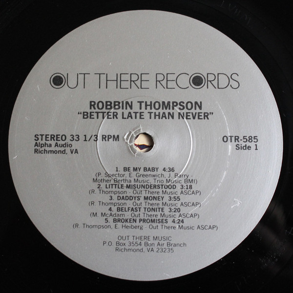 Robbin Thompson - Better Late Than Never | Out There Records (OTR-585) - 3