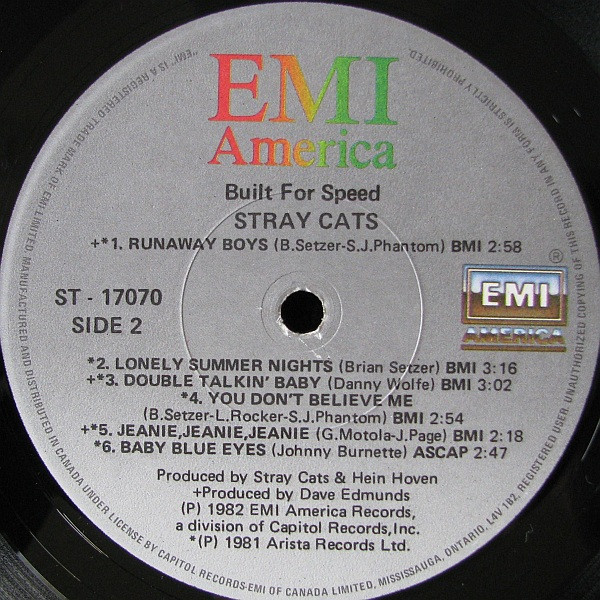 Stray Cats - Built For Speed | EMI America (ST-17070) - 4 Stray Cats - Built For Speed | EMI America (ST-17070) - 4