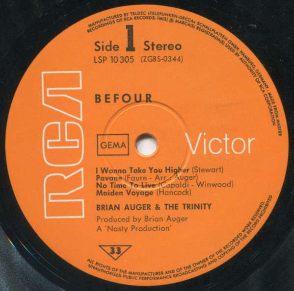Brian Auger & The Trinity - Befour | RCA Victor (LSP 10 305) - 3