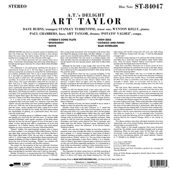 Art Taylor - A.T.'s Delight | Blue Note (0845458) - 3