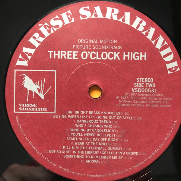 Tangerine Dream / Sylvester Levay - Three O'Clock High (Original Motion Picture Soundtrack) | Varèse Sarabande (VSD00531) - 4